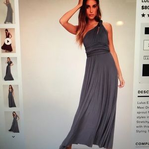 Lulus tricks of the trade dark grey maxi dress